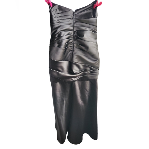 Wtoo by Watters & Watters Black Satin Dress Strapless Ruched Long Size 6 - Picture 2 of 3